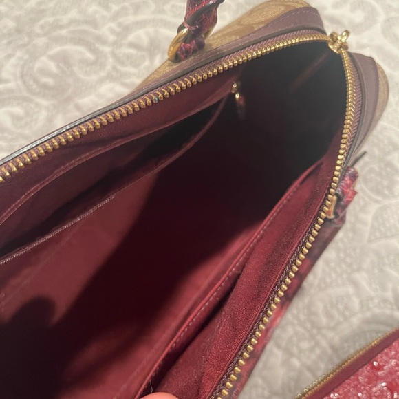 Coach purse and signature Brown lettering with red accents, including wallet - Picture 3 of 5